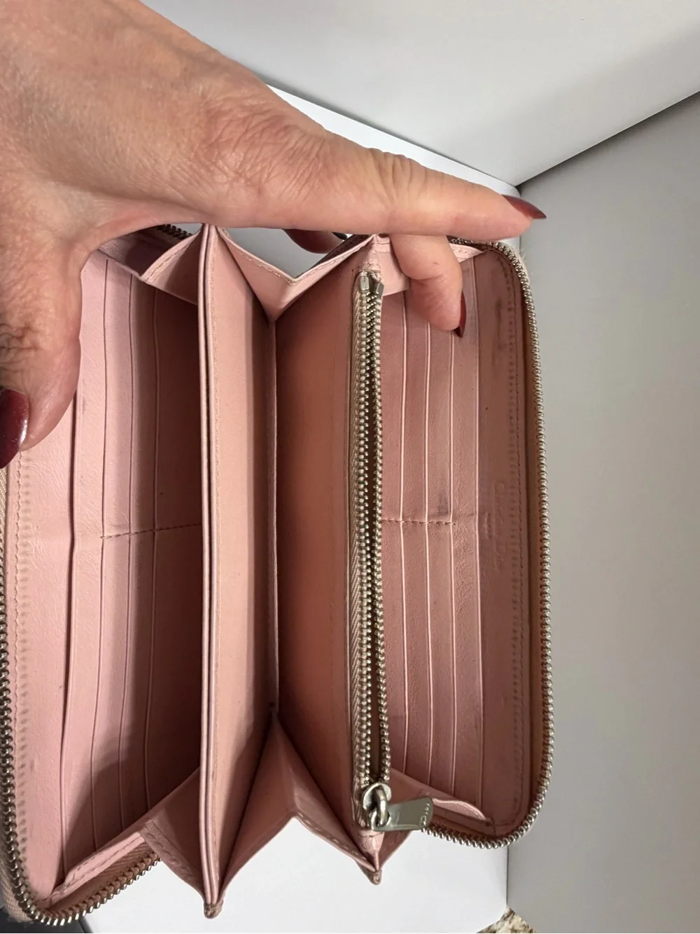 Dior Patent Cannage Lady Dior Continental Zip Wallet In Beige- COBLER SPECIAL 🌸